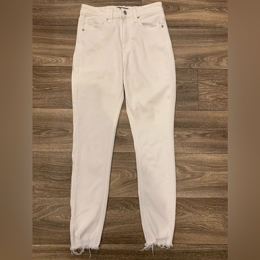 Just USA White Skinny Jeans Raw Edge Size 4
